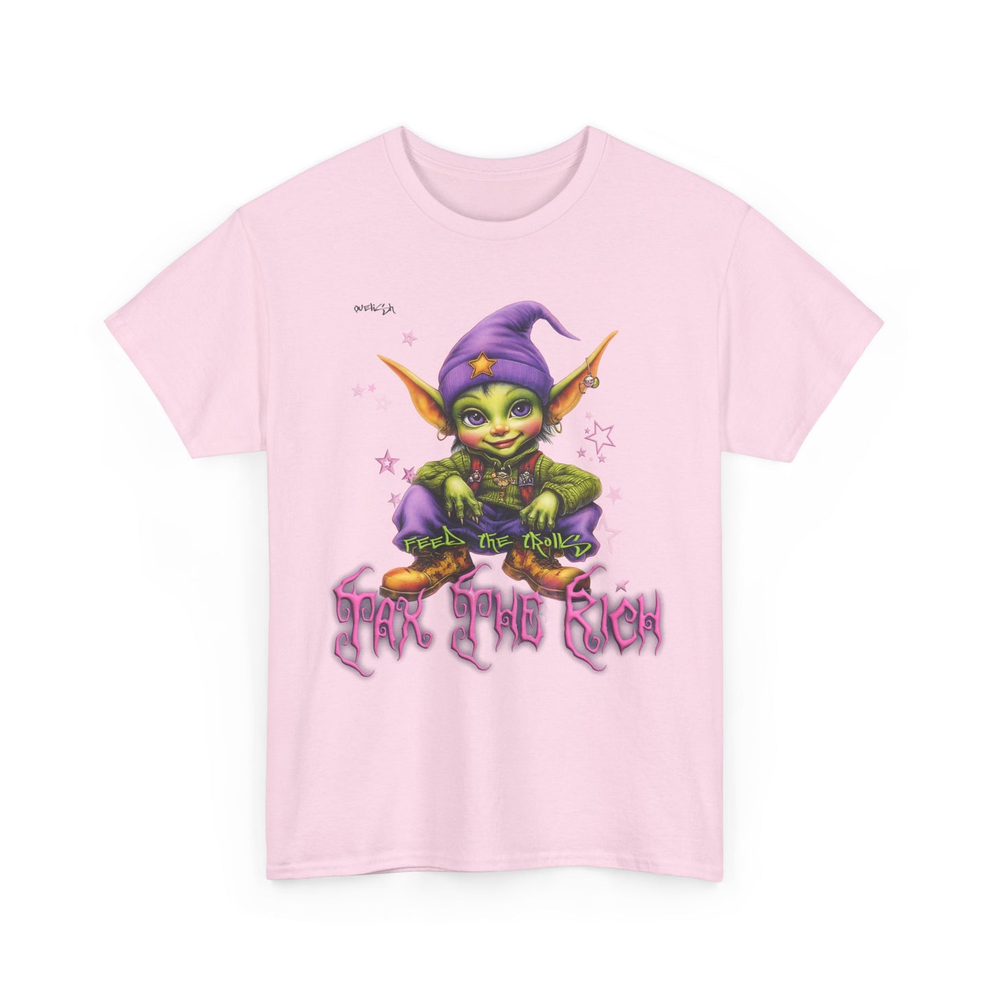 Mischievous Elf Holding Coins T-Shirt | Lucky Leprechaun Graphic Tee