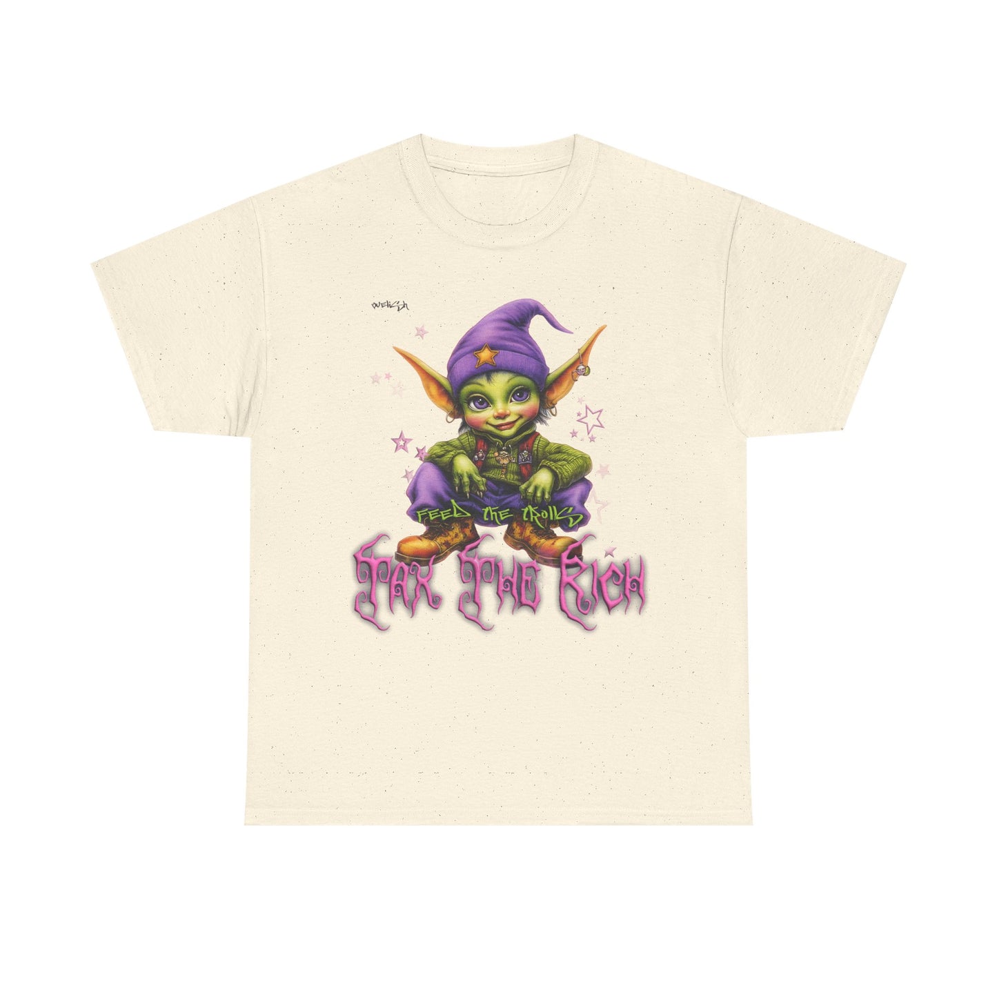 Mischievous Elf Holding Coins T-Shirt | Lucky Leprechaun Graphic Tee