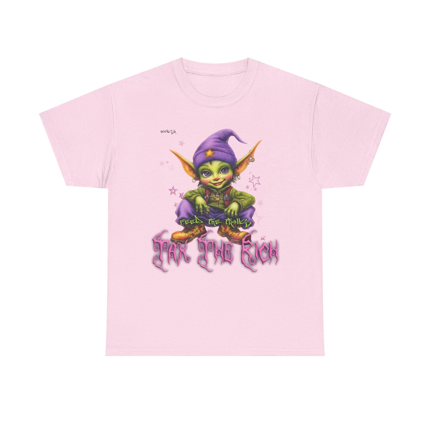 Mischievous Elf Holding Coins T-Shirt | Lucky Leprechaun Graphic Tee